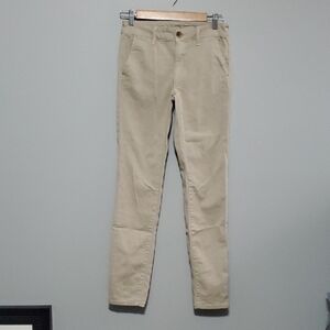 American EAGLE outfitters Beige Slim Fit Skinny Pants Flat Front Chino
